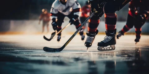 Poster Team of hockey players playing hockey. Generative AI © piai