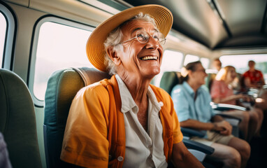 Optimistic Elderly Embracing Retirement Traveling the World with Joy and Wanderlust.