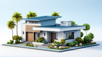 Fototapeta na wymiar 3D Visualization Of The Modern House