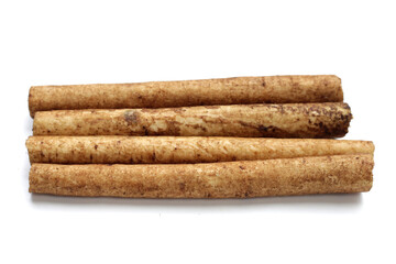 Burdock Root (Gobo) on white background.