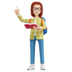 college girl found idea 3d cartoon illustration