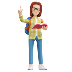 college girl found idea 3d cartoon illustration