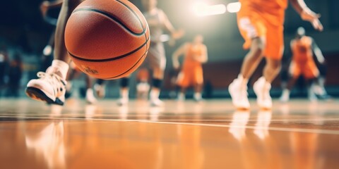 Fototapeta premium Team of players plays basketball. Generative AI