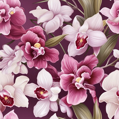 Vintage orchid pattern for a retro vibe