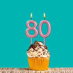 Birthday candle number 80 - Aquamarine card design