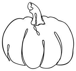 Pumpkin Line Art | Halloween Thanksgiving | Black One Line Drawing | Continuous Line Design