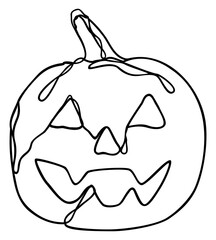 Jack O Lantern Line Art | Halloween Spooky Season | Pumpkin Face Carving | Black One Line Drawing