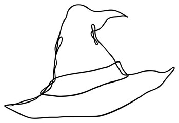 Witch Hat Halloween Line Art | Spooky Season Design | One Line Drawing