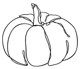 Pumpkin Line Art | Halloween Thanksgiving | Black One Line Drawing | Continuous Line Design