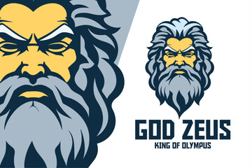 Olympian Thunder God Mascot Logo: A logo featuring a mascot of Zeus, the Olympian god of thunder and lightning.
