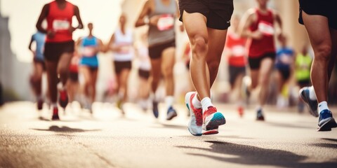 Runners at half marathon event. Generative AI