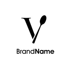 Luxury Initial V Spoon Logo
