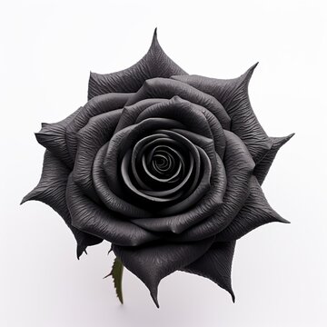 A black rose on a white background