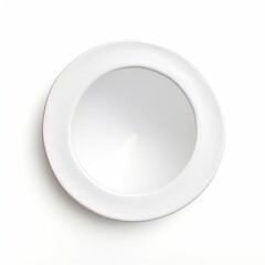 A minimalist white plate on a clean white background