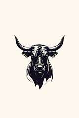 Furious raging black bull, sketch style vector illustration for poster or tshirt design
