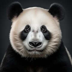 A cute and fuzzy panda bear's face up close