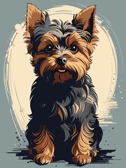 Cute yorkshire terrier dog, Adorable Dog Vector Illustration - obrazy, fototapety, plakaty