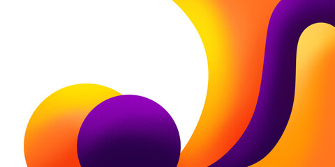 Colorful 3d abstract fluid forms. Vibrant grain gradient artistic background design in purple, yellow, orange on isolated background. Lava lamp.