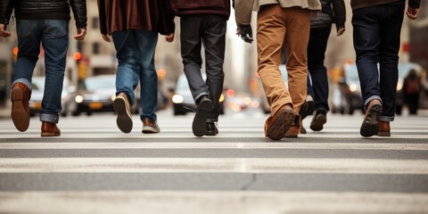 People crossing the road, New York city. Generative AI