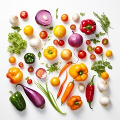 A colorful assortment of fresh and healthy vegetables on a clean white background