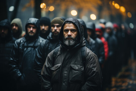 Nonviolent Resistance. Person standing peacefully in front of a line of armed officers, representing the strength of nonviolent protest. Generative Ai.
