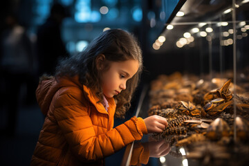 Children examine insect specimens under magnifying glasses, discovering the intricate details that make each creature unique. Concept of Entomology Exploration. Generative Ai.