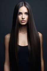 Beautiful Long Straight Hair. Glamour and Style of Model's Coiffure for Fashion and Beauty