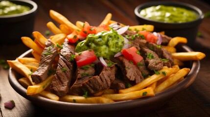 Delicious Carne Asada Fries - A Californian-Mexican Fusion of Fried Fries, Cheesy Meat, Guacamole, Salsa, and More