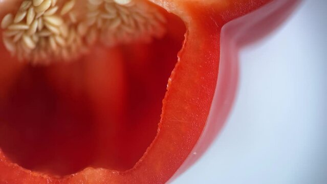 Macro Half Of Sliced Red Pepper