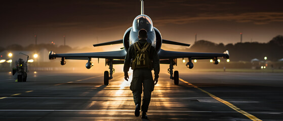 Fototapeta premium pilot infornt of his jet