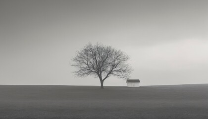 Obraz premium Funeral home ethereal landscape in minimalistic style