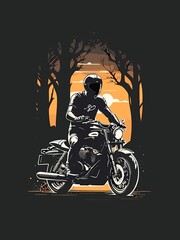 Man riding a motorcycle, sketch style vector illustration for poster or tshirt design