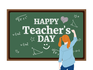 World teachers day.Happy teachers day.Happy teacher's day illustration with chalkboard with hand draw school equipment for poster, brochure, banner and greeting card