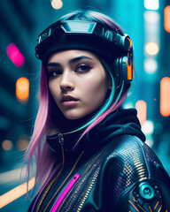 Very cool girl wearing cyberpunk