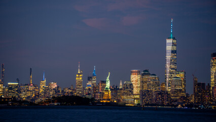 NYC and New Jersey city skyline with Liberty statue