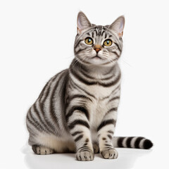 Obraz premium saksorn99_American_Shorthair_cat_cute_smiling_whole_body_high_