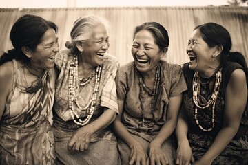 Obraz premium group of mature indigenous latin american women laughing