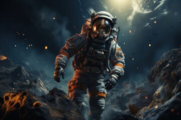 Illustration Caucasian Male Astronaut Backdrop Scene Good Looking Generative AI