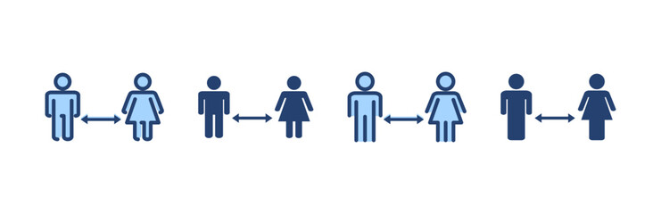 Social distancing vector. social distance sign and symbol. self quarantine sign