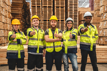 professional carpenter business team in carpenter's shop industry warehouse, factory technician engineer teamwork of craftsman on background of wood construction workshop and furniture tool equipment