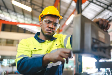 professional technician engineer working to control electrical power and safety service system, electrician working to maintenance and checking industrial equipment in term of factory technology