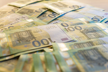 100 euro banknote . counting money.Euro currency. 
