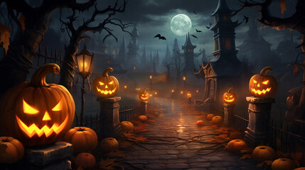 Halloween pumpkin and  candle light