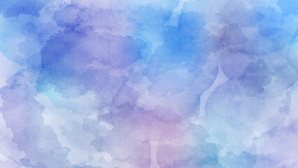 水彩風に加工した青と紫のグラデーションの背景イラスト　アスペクト比16：9バージョン