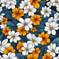 seamless pattern with hydrangea flowers