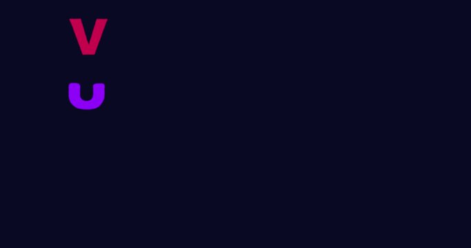 VUCA letters big vertical forming cartoon animation color. Volatility, uncertainty, complexity, ambiguity good for title for business intro. Crazy doodle motion design style.