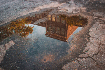 old abandoned building relfection