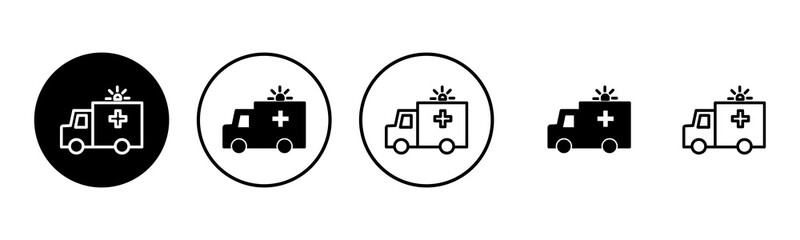 Ambulance icon set illustration. ambulance truck sign and symbol. ambulance car
