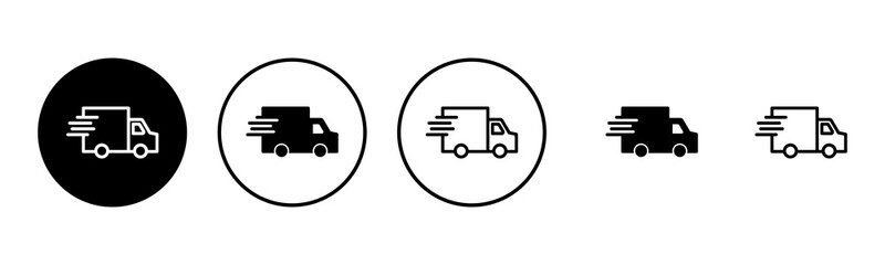 Delivery truck icon set illustration. Delivery truck sign and symbol. Shipping fast delivery icon