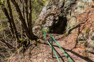 Trail in Jizera river valley near Semily, part of Riegrova stezka path, Czechia
